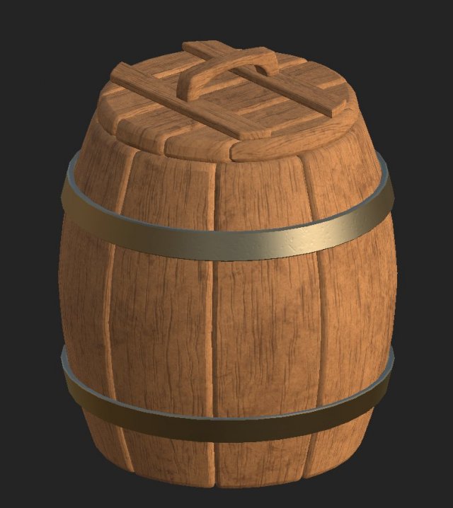 Cartoon wooden barrel 1 3D Model