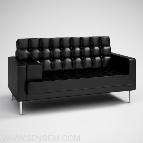 Black Leather Sofa 3D Model