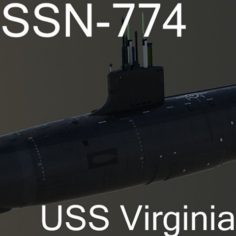 US Navy SSN-774 USS Virginia Attack Submarine 3D Model