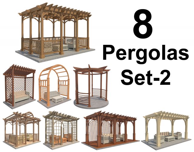 8 Pergolas Set 2 3D Model