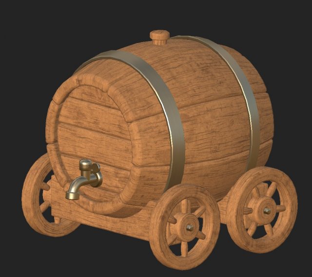 Cartoon wooden barrel 3 3D Model