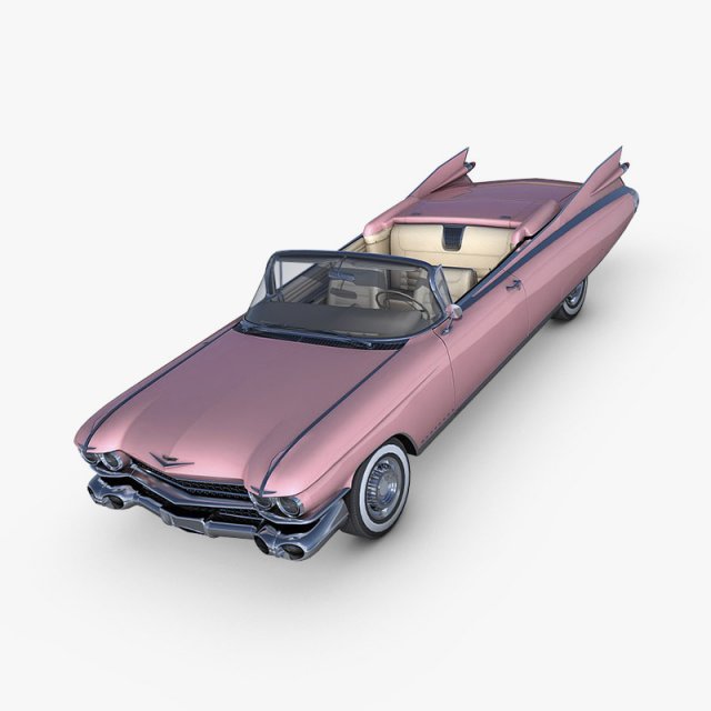 Cadillac Eldorado 62 series 1959 convertible pink 3D Model