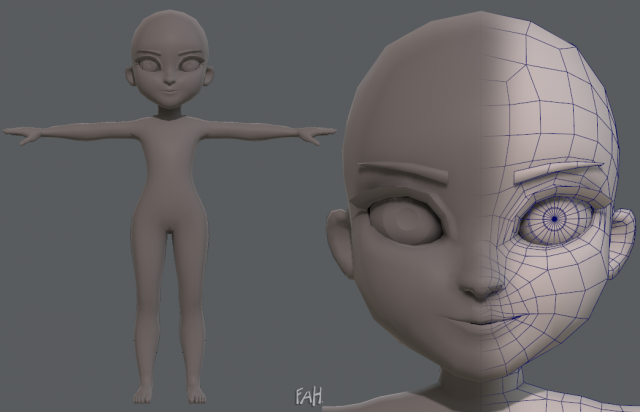 Base mesh girl characterV02 3D Model