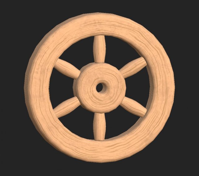Cartoon wooden wheel 1 3D Model