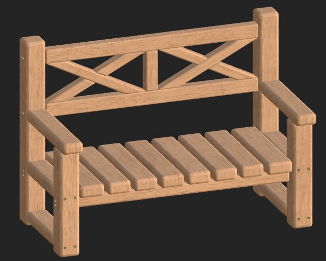 Cartoon wooden bench 7 3D Model