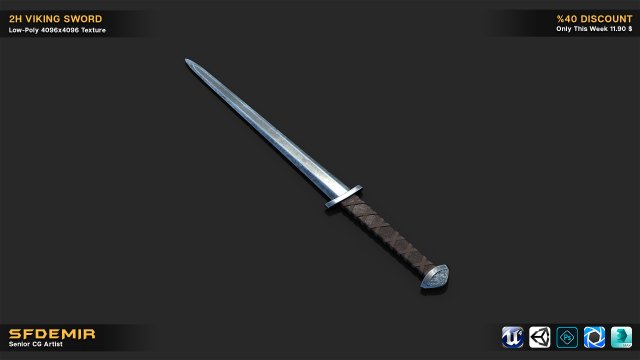 Two Handed Viking Sword 3D Model