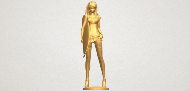 Girl surfing board 02 3D Model