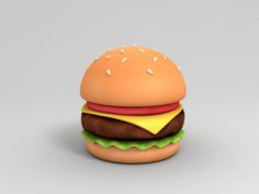 Cartoon Burger 3D Model