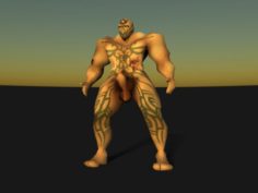 Tattooed muscular nude male 3D Model