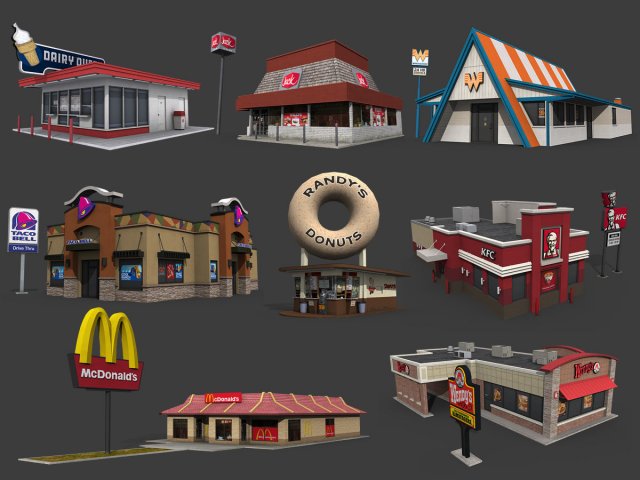 Fastfood Restaurants Pack 3D Model
