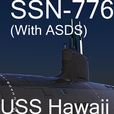 US Navy SSN-776 USS Hawaii Attack Submarine with ASDS 3D Model