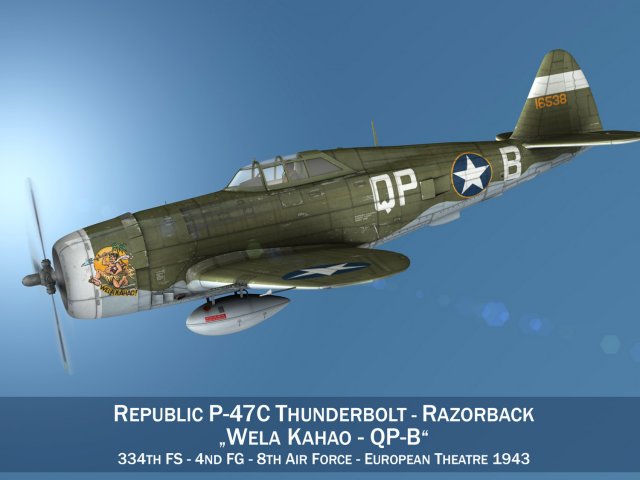 Republic P-47C Thunderbolt – Wela Kahao – QP-B 3D Model