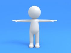 Stickman White Human 3D Model