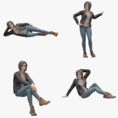 Female 03 Rigged 7 Pose Lowpoly 3D Model