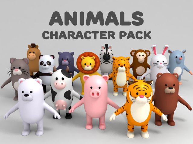 Cartoon Animal Model Pack 1 3D Model