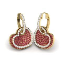 Earrings Hearts with diamonds and rubies – 319 3D Model