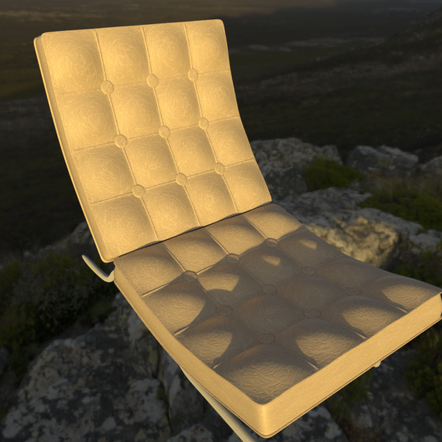 Chair with leather pillow 3D Model