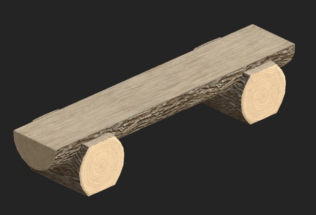 Cartoon wooden bench 6 3D Model