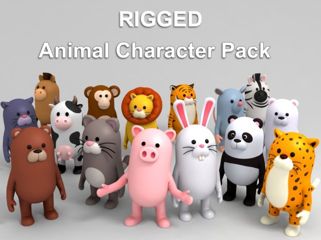 Cartoon Animal Rigged Pack 1 3D Model