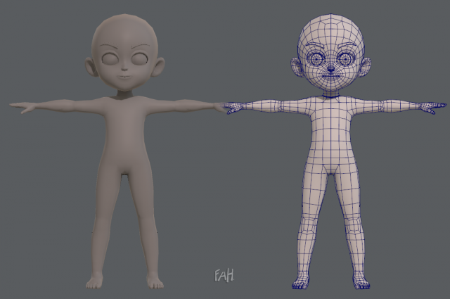 Base mesh boy character V03 3D Model