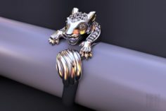 Cat family ring with stones 3D Model