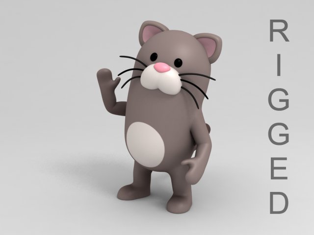 Rigged Cat Character 3D Model