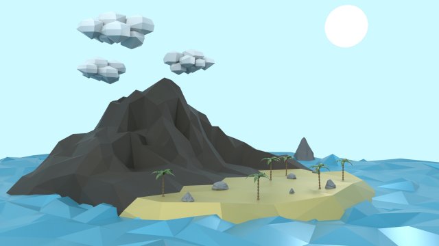 Low Poly Tropical Island 3D Model