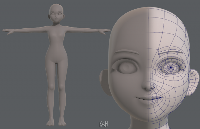 Base mesh girl characterV04 3D Model