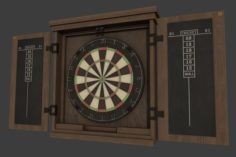 Dartboard Cabinet and Darts 3D Model