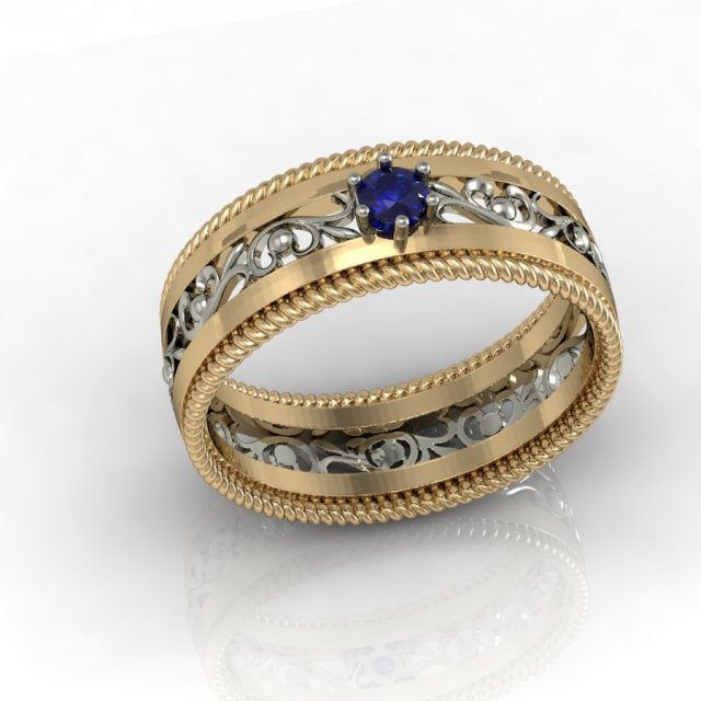 Wedding ring with gem 3D Model