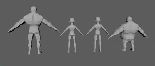 Base 4 character 3D Model