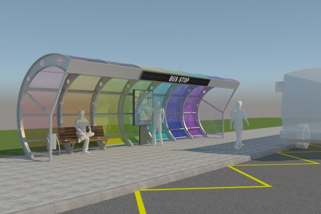 Modern Bus Stop Pavilion 3D Model