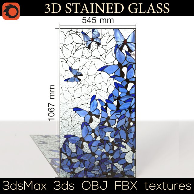 Stained-glass window Butterfly 2 3D Model