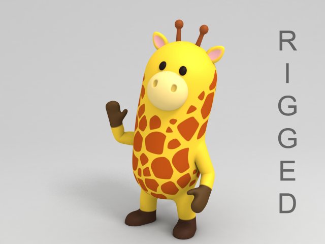 Rigged Cartoon Giraffe model 3D Model