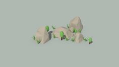 Low Poly Rocks and Plants 3D Model