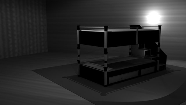 Bunk bed Black and Withe 3D Model