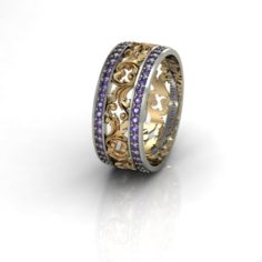 Fashion wedding ring with gems 3D Model