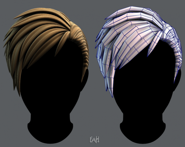 3D Hair style for Man V07 3D Model