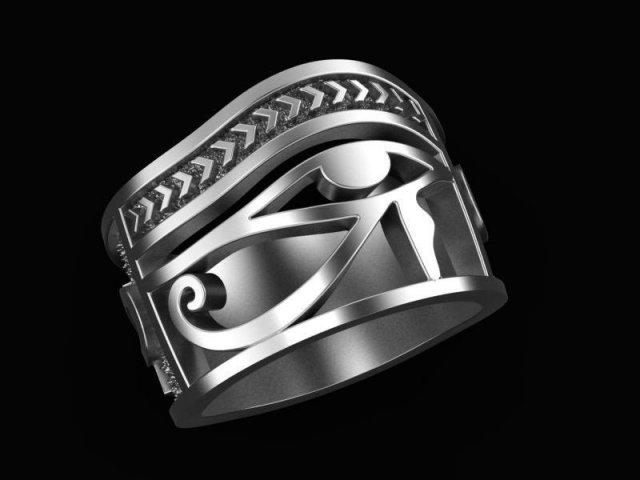 Ring Eye of Horus Ankh 3D print model 3D Model