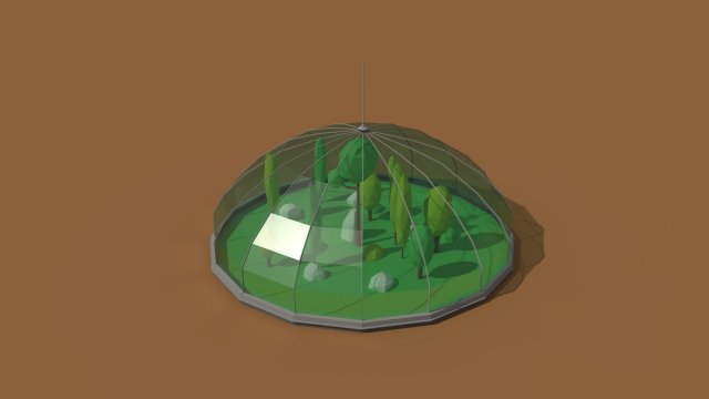 Low Poly Scifi Greenhouse 3D Model