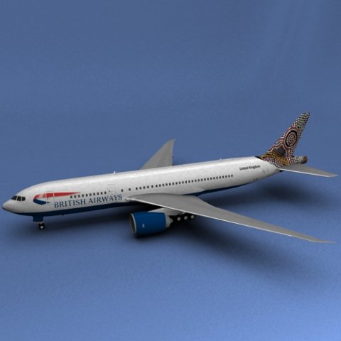 Boeing 777 British Airways Water Dreaming 3D Model