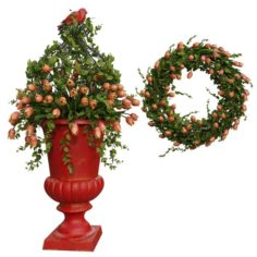 Vase with flowers and wreath 05 3D Model
