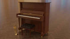 Yamaha piano and trumpet 3D Model
