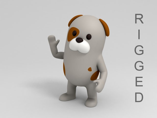 3D Rigged Cartoon Dog 3D Model