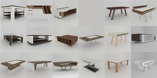 Big collection of modern tables 3D Model
