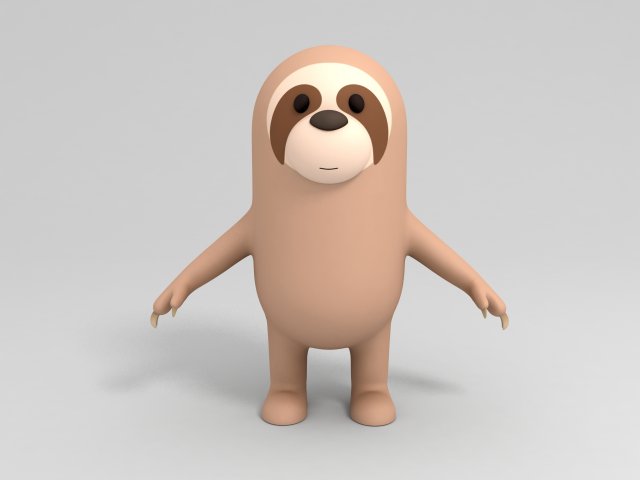 Cartoon Sloth 3D Model
