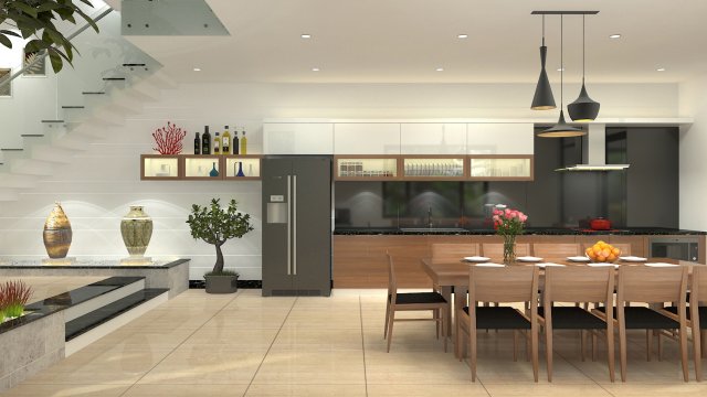Diningroom and Livingroom tropical 3D Model