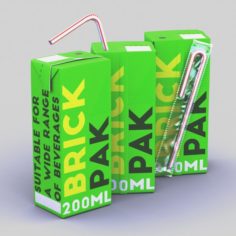 200ml Brick Pak 3D Model
