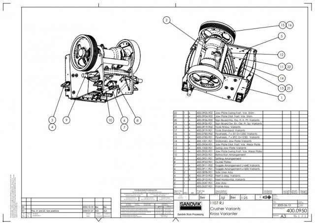 Sandvik jaw crusher 1107RJ complete drawing 3D Model