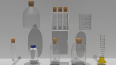 PBR Labkit bottles 3D Model